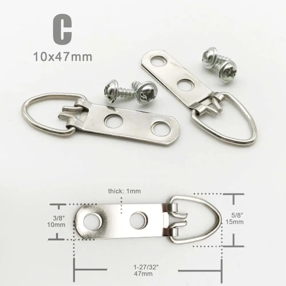 25 шт. супер большой сверхпрочный треугольник d-кольцо масляный шаблон для рукоделия Фото Подставка для фоторамки крюк художественная работа повесить с винтами - Цвет: C 10x47mm