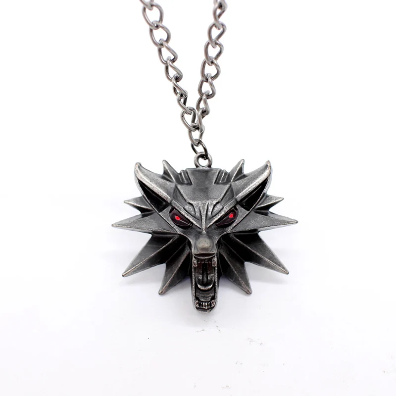 the witcher 3 pendant necklace animal wolf head necklace 1 bag 1 card original quality wholesale