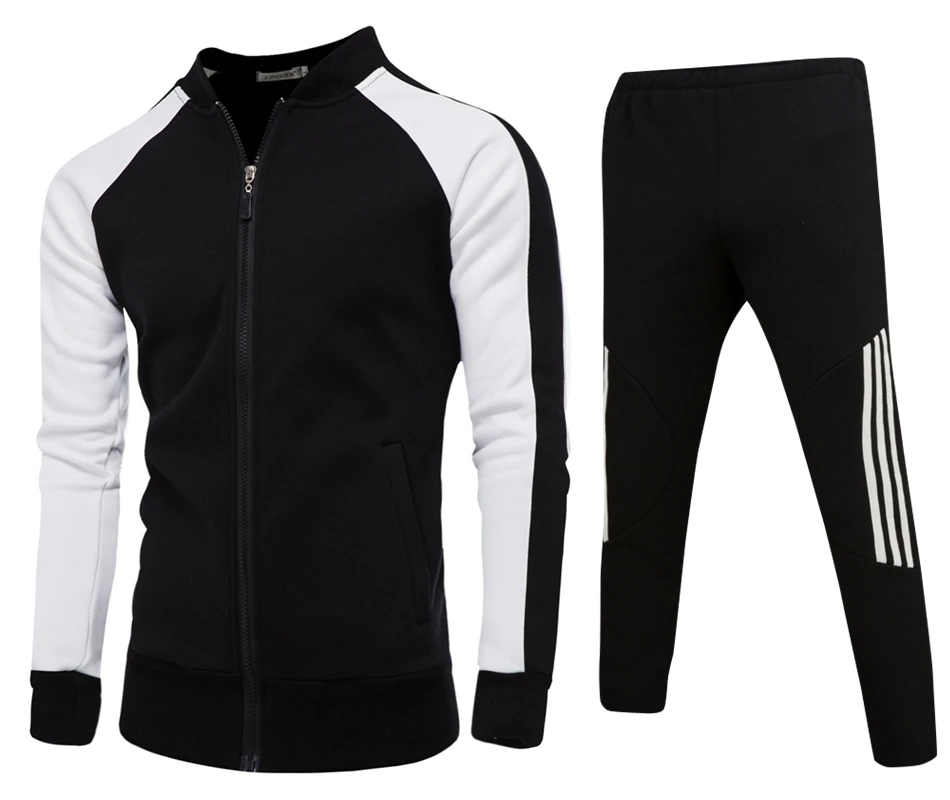 

Men's Casual Sportswear Fat Male Hoodies Tracksuit Cotton Two Piece Set Jacket and Pants Sweat Suit+black/white hat baseball cap