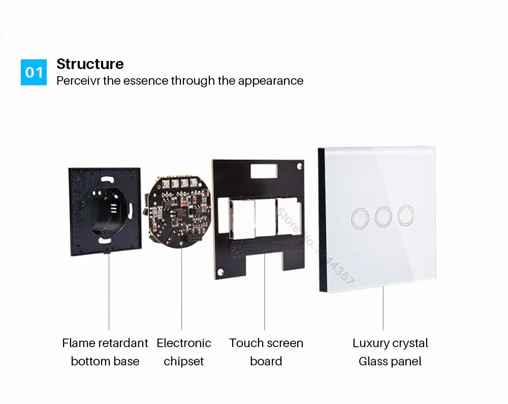 EUUK Standard smart remote control Wall Touch Screen Switch (11)