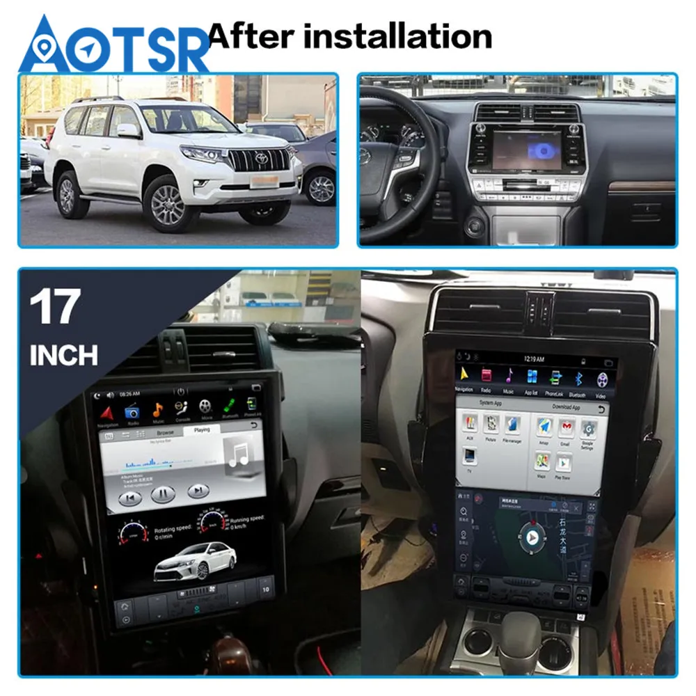 Автомобильный DVD плеер в супер стиле Tesla с GPS навигацией Android 9 для TOYOTA Land Cruiser Prado 150