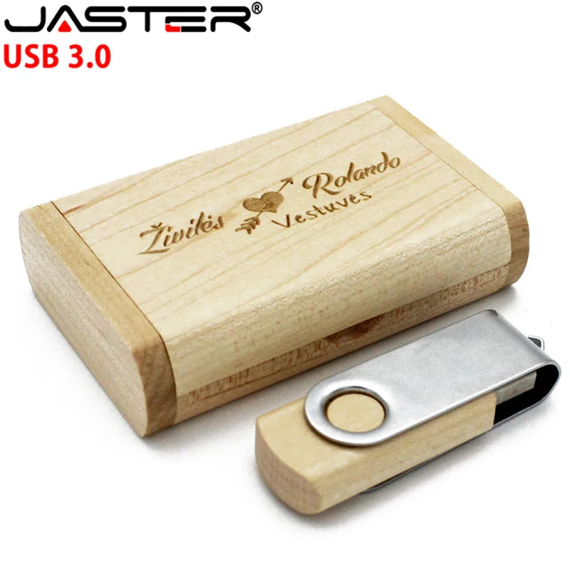 JASTER Usb 3 0 деревянная палка + металлический поворотный зажим costom логотип 4 64 Гб флэш