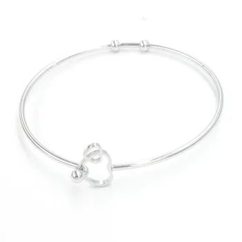 

10pcs/lot Stainless Steel Heart Bangle Bracelet Cuff Bracelet Can Open 60mm 2mm Thick DIY Jewelry Wholesale