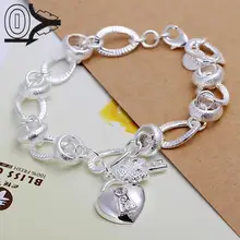 Новое поступление посеребренный браслет, свадебные ювелирные аксессуары, вставка "Сердце" замок ложки с цветами браслеты браслет