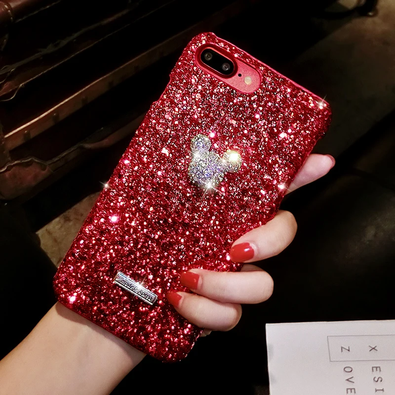 Aoweziic Personality innovation mobile phone shell women's Korean Air 6S protector For iphoneXR Mickey 7 8plus trend XSMAX shiny
