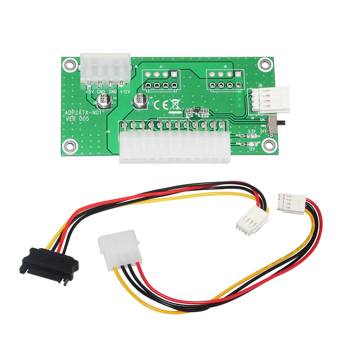 

24Pin ATX PC Desktop Dual PSU Sync Starter Power Board Computer Power Supply Breakout Module Adapter 4Pin + SATA Detection Cable