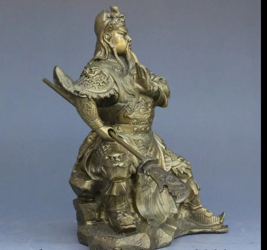 SCY 117741 + 9 &quotНародная китайская латунная медная воин Дракон GuanGong Guan Yu статуя Бог