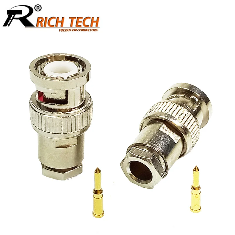 

4pcs BNC Male Plug Connector Clamp Type BNC RG58/RG59/RG6 for CCTV Security Coax Coupler Video BNC Connector Adapter