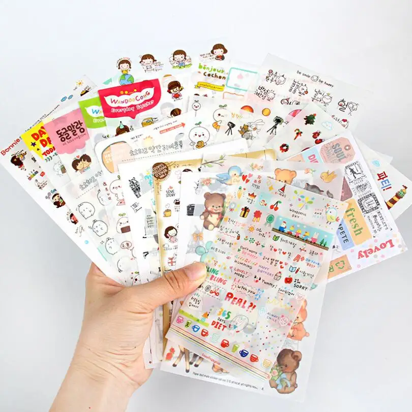 

6sheets/pack lovely Cartoon DIY Diary Stickers Korean Sticky Notes Planner Notebook Office Decoration 16 Styles Choose