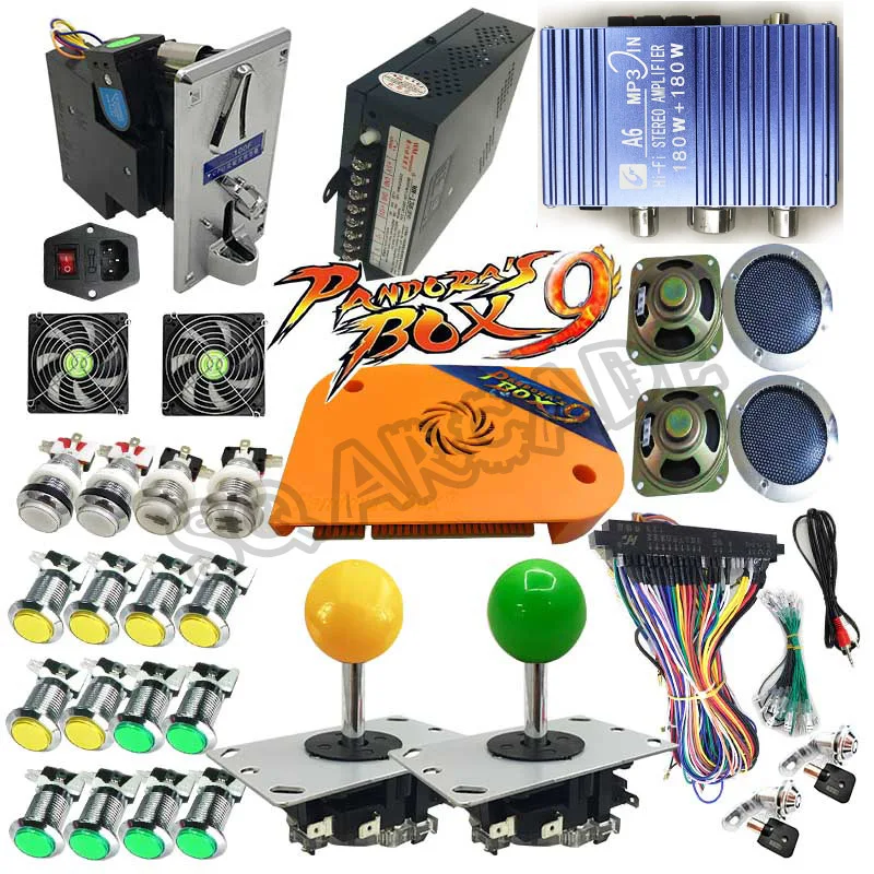 Pandora Box 9 1500 games DIY Arcade Bundles Kits Parts With Power Supply Jamma Harness Joystick led Push Button Coin Selector