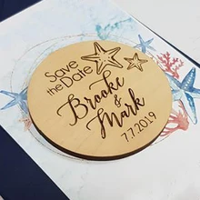 Свадебные Морская звезда сохранить дату магниты, морские приглашения, пользовательские сохранить даты, дерево сохранить дату магнит