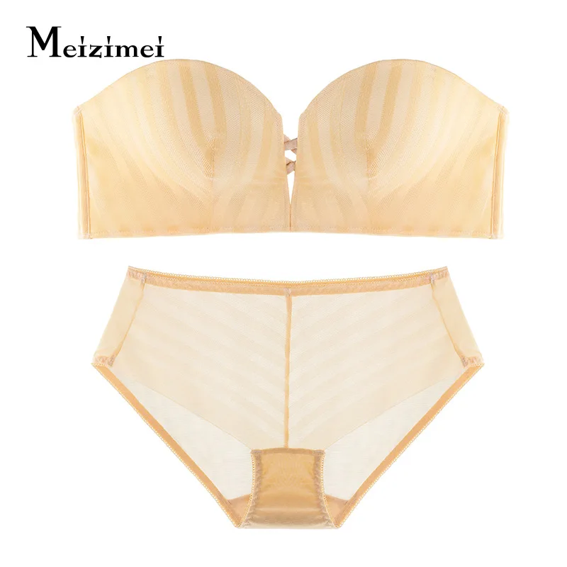 

Meizimei Sexy Lingerie Invisible bras for Women Sexy Lingerie Set Bra Brassiere Push up Small Size Seamless Bra Set Wire Free