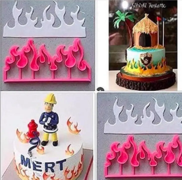 

Cake Tool 5inch Burning Fire Plastic Fondant Cutter Mold Fondant Embosser Stamp Press Cake Decorating Tools Sugarcraft DIY