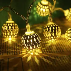 Освещение Строки Nordic кованого железа Батарея на батарейках свет Moroccan мяч ретро Стиль творческая личность Спальня ночники