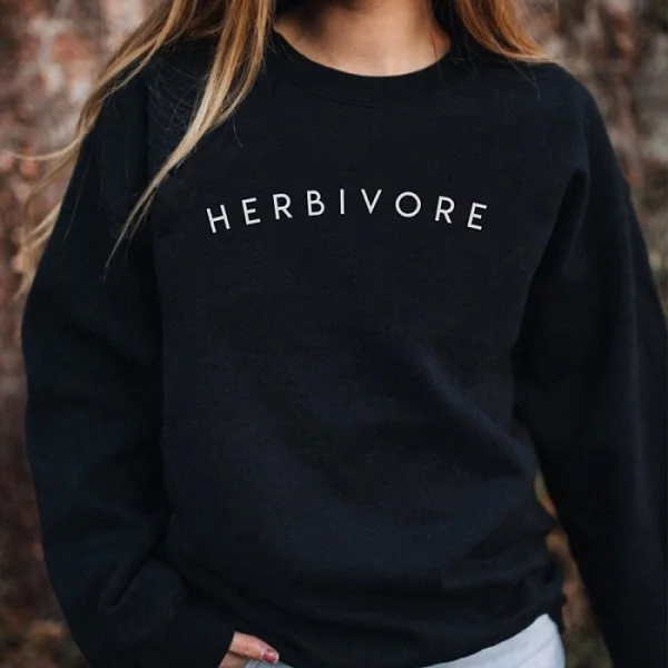 Skuggnas Herbivore Sweatshirts Vegetarian Jumper Vegetarian Top Vegan Gift Veggie Pullover Long Sleeve Tumblr Sweatshirt new vegetarian sticker cooking green food label sticker label sticker labels vegan sticker 25 mm 1000 pcs free shipping