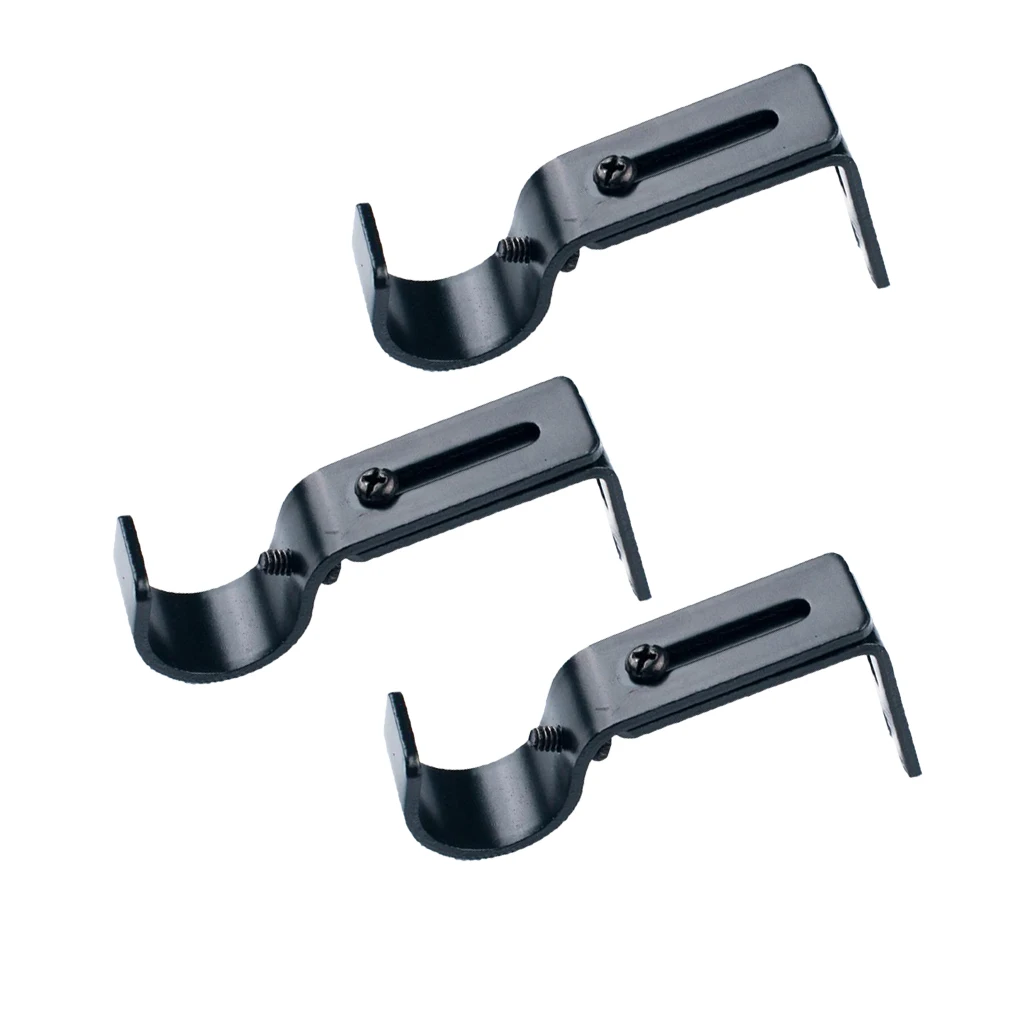 Set of 3 Adjustable Metal Drapery Curtain Rod Bracket Holder for 25mm Rod,Sturdy Steel Curtain Rod Holder Accessories