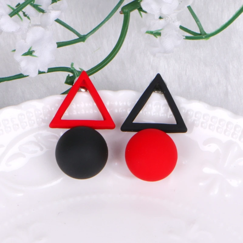 Fashion Jewelry Big Long Acrylic Black White Triangle Studs Earrings For Women
