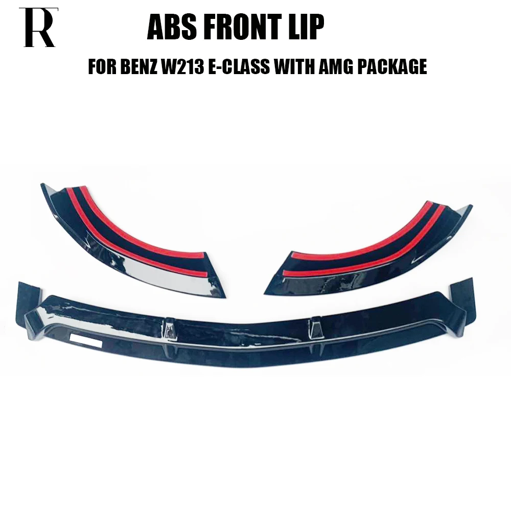 

W213 ABS Black Front Bumper Chin Lip for Benz W213 E200 E260 E300 & E43 with Amg Package Sedan 4 Door 2016 UP ( NO E63 )
