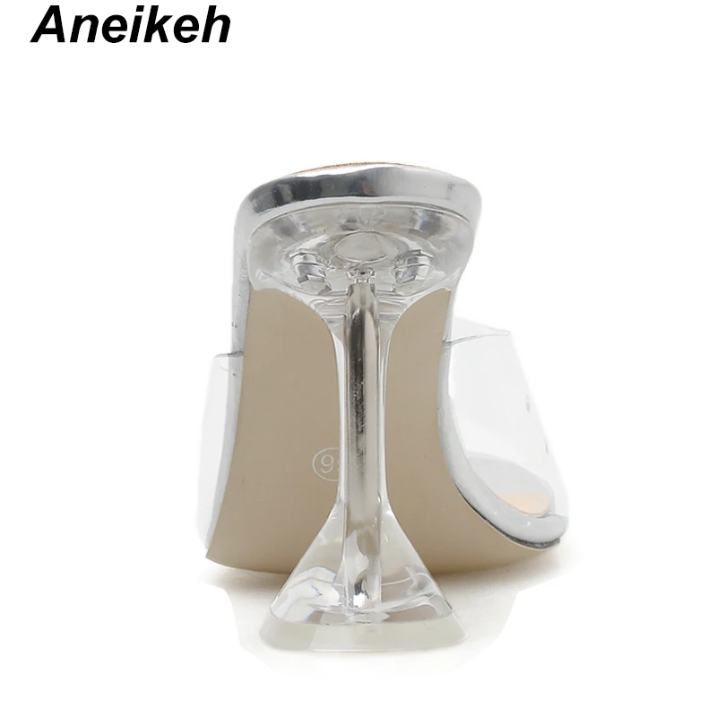 Женские прозрачные шлепанцы Aneikeh серебристые флуоресцентные желтые с открытым