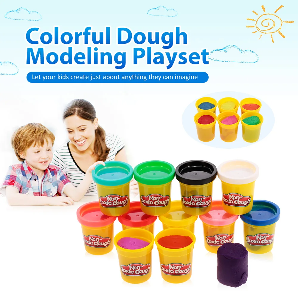 

12 Pack Colorful Slime Dough Compound Modeling Sculpting Playset Plasticine Children Toys for Kids Play Fun Anti-stress Toys