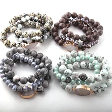 Conjuntos de pulseiras 3 pçs, conjuntos de pulseiras de pedra 12mm, pedra natural