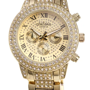 

Full Diamond Roman Number Watch Women Rose Gold Band Clock Elegant Dress Top Brand Quartz Ladies Watch Bracelet Reloje Mujer