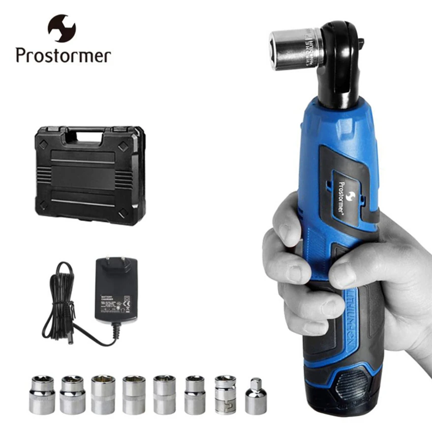 

Prostormer 12v Cordless Ratchet Wrench Torque Wrench Digital Lithium Battery Electric Wrench Tool Set with Box Accessories