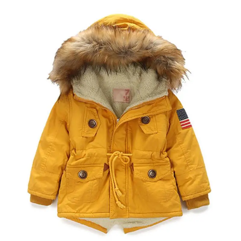 

for 3-10 Years autumn winter Children Down Jackets and coats boys girls USA flag hooded outwear thicken cotton kids outwear coat