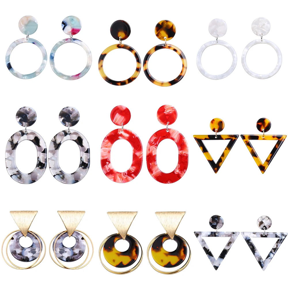 19 Fashion Geometric Dangle Earrings For Women Vintage Resin Acrylic Drop Earring Big Brincos Statement Female Korean Jewelry