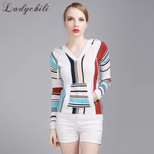 Ladychili Для женщин Нижнее бельё трикотаж Скелет выдалбливают V Средства ухода за кожей Шеи Полосатый с длинным рукавом Повседневное сезон: весна–лето футболка с Кепки S29