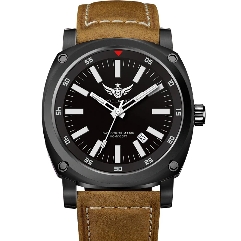 YELANG V3.3 زائد السوبر مشرق غاز التريتيوم مضيئة رجل الياقوت مرآة الرجال الأعمال titanium سبائك التلقائي الميكانيكية ووتش