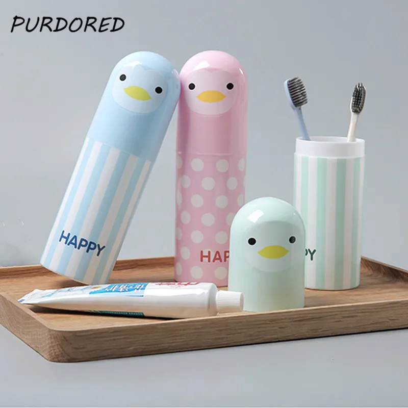 

PURDORED 1pc Portable Cute Penguin Toothbrush Box Holder Organizer Storage Cover Case Toothpaste Storage Box Travel Accessories