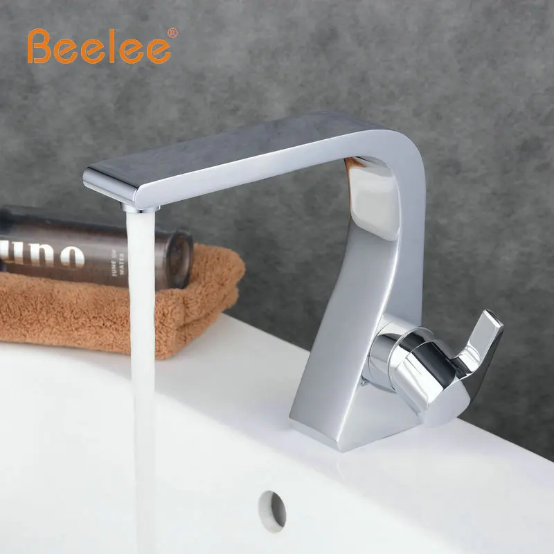 Beelee الكروم شلال حوض للحمام بالوعة الغرور صنبور الطابق الخيالة خلاط الصنابير مع نطاق واسع حفرة غطاء الطبق BL6306