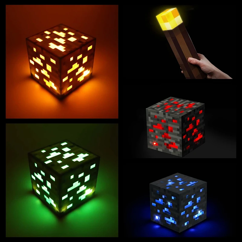 En Ligne Fête bricolage thème minier lumière tactile veilleuses torche rubis diamant Mine LED enfants fête d anniversaire cadeau jouets