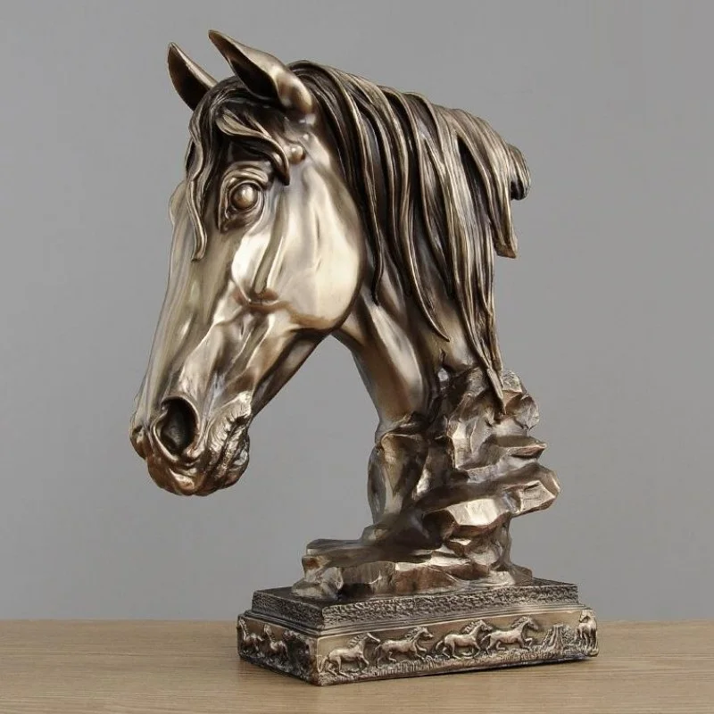 43 см Бронзовая голова лошади статуя лошадь искусство скульптура абстрактные животные резиновая фигурка ремесленные украшения для дома открытие подарок R1376
