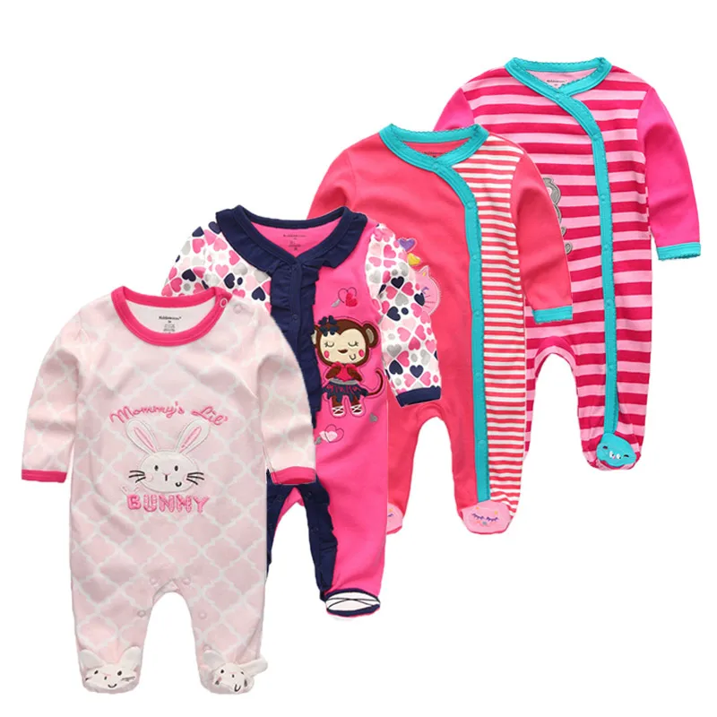 4 шт./лот Одежда для новорожденных с длинным рукавом Для мальчиков и девочек детские комбинезоны хлопок комбинезон de bebe костюмы - Цвет: RFL4142