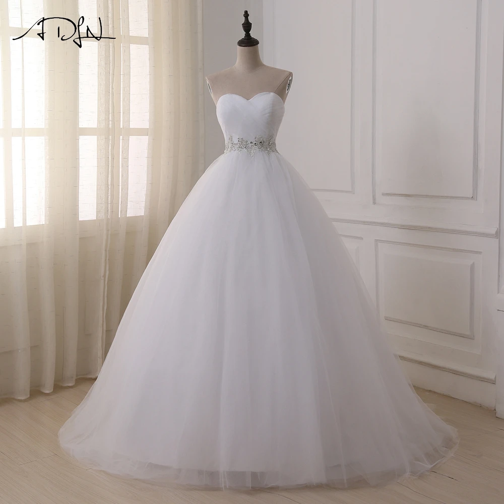 ADLN Stock Wedding Dresses 2018 Vestidos de novia Sweetheart Sweep Train Lace Applique Corset Wedding Dress Gowns