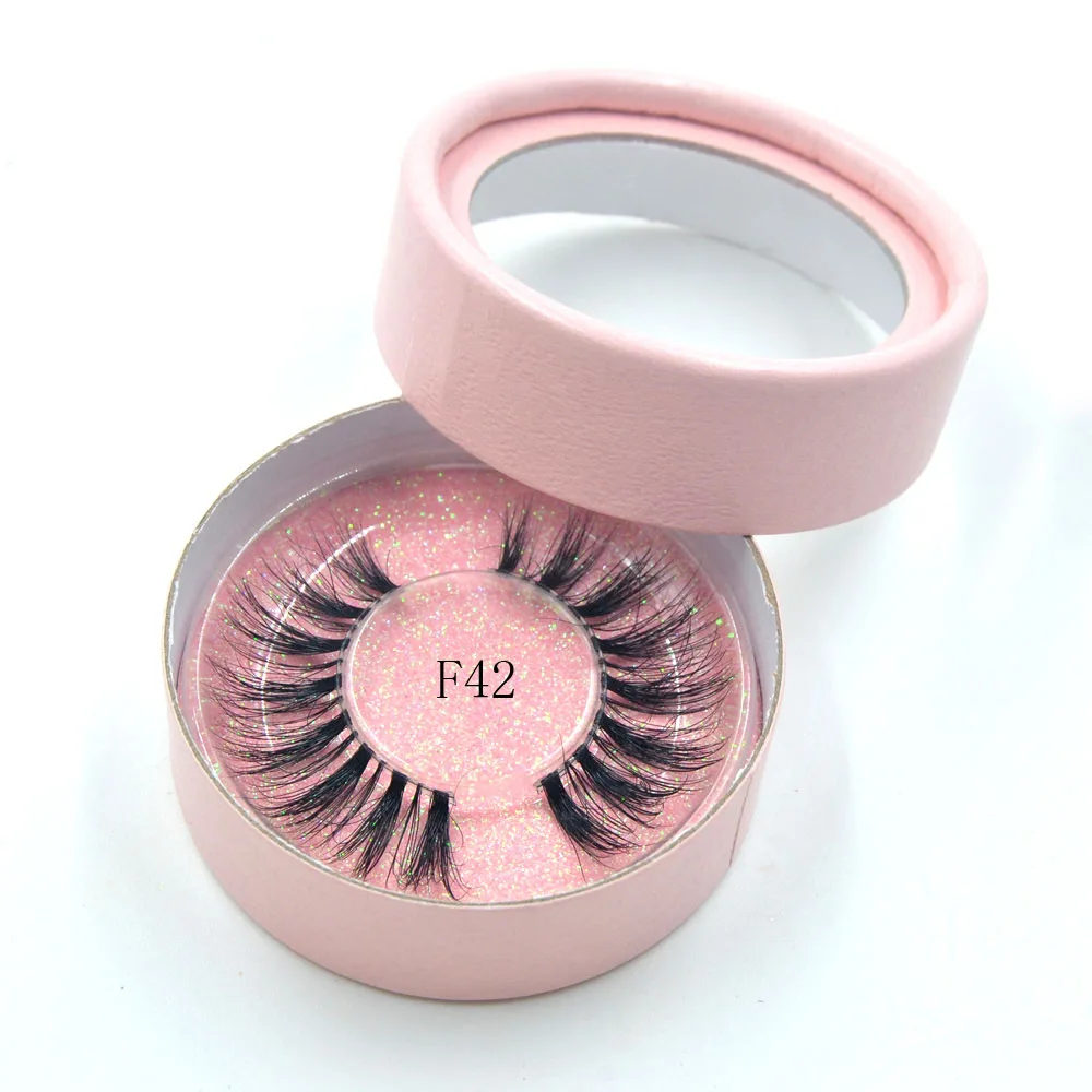 Pink F42 3D норковые ресницы с индивидуальные коробки розовое золото; круг Дело коробка с Частный логотип для сыпучих whalesale закажите прозрачный ресниц - Цвет: Pink F42