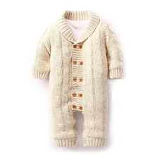 Высокое качество Детские ползунки Зимняя одежда хлопок толстый теплый вязаный свитер детские халаты для новорожденных мальчиков и девочек Комбинезон верхняя одежда