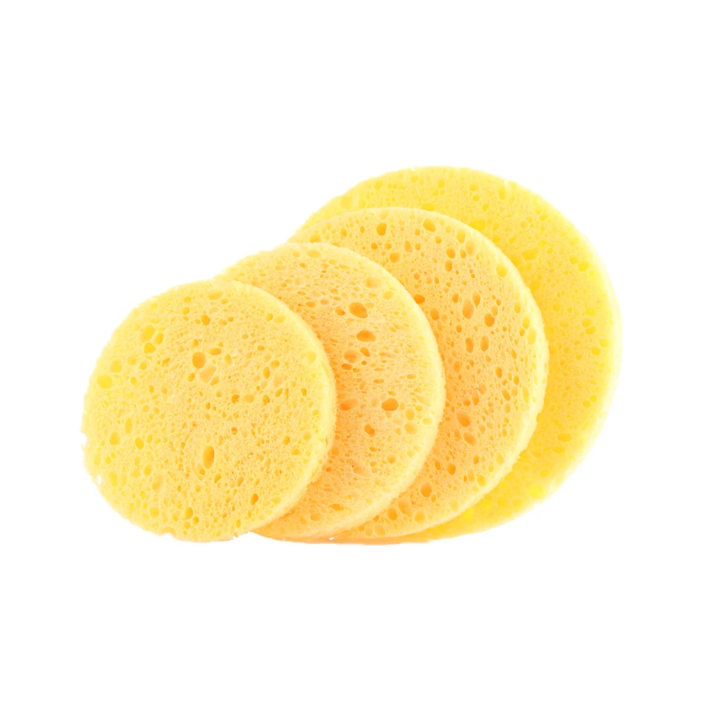 10Pcs Natural Wood Pulp Facial Sponge Exfoliator Sponge Cellulose Round Face Cleaning Tool Compress Puff Cleanup Make Up Tools