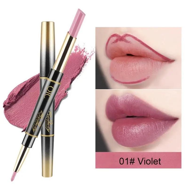 

2 In 1 Double-end Lip Liner Pencil Waterproof Nude Color Sexy Lipstick Long-lasting Women Makeup Tools MKH9796