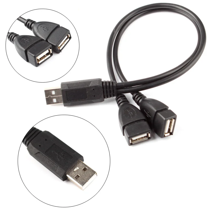 USB 2.0 A Male to 2 Double Dual USB Female Splitter Cable Extension HUB Charger SYNC #78970