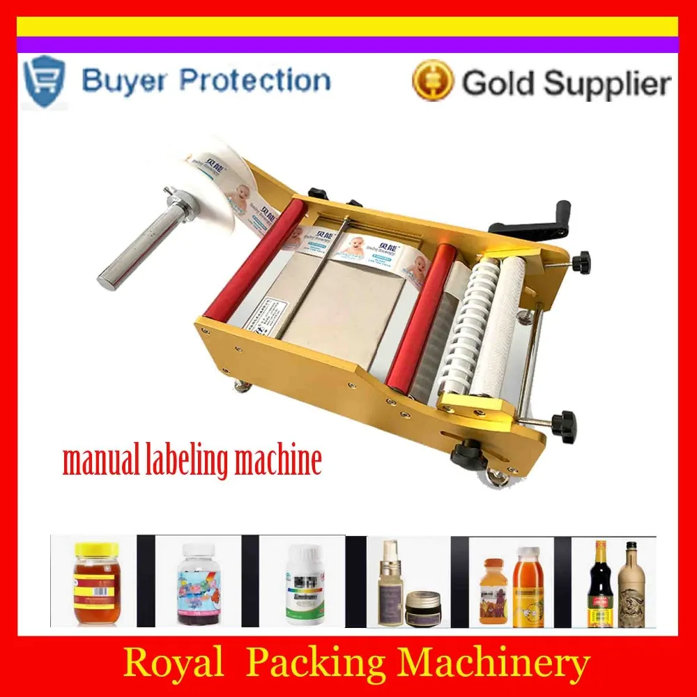 

Manual Round Bottle Labeling Machine Labeler Packing Adhesive Sticker For Glass Plastic Bottles Can Labelling Tool Free Shipping