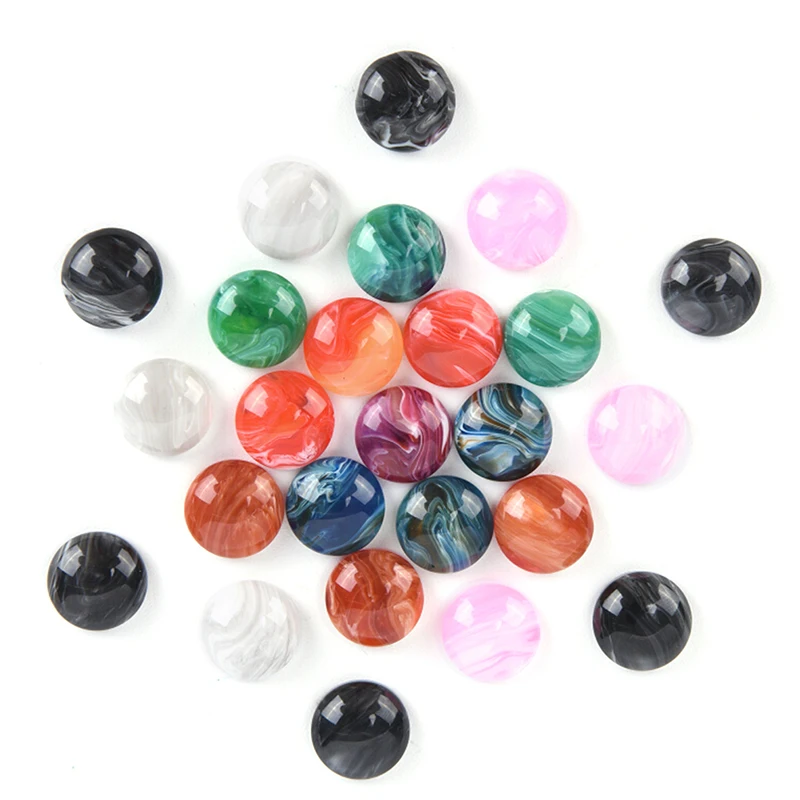 50Pcs/set Beads DIY 12mm Mixed Resin Cabochon Stone Fit Earrings Pendant Base Jewelry DIY