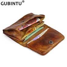 New Genuine Leather Card Holder Men Women Vintage Hand Made Old Short Credit Card Bag Coin Purse Case Small Slim Wallet for Male
