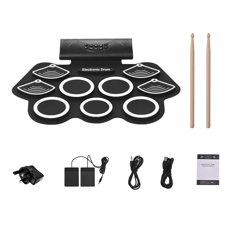 Portable Game Electronic Drum Digital USB 7 Pads Roll up Drum Set