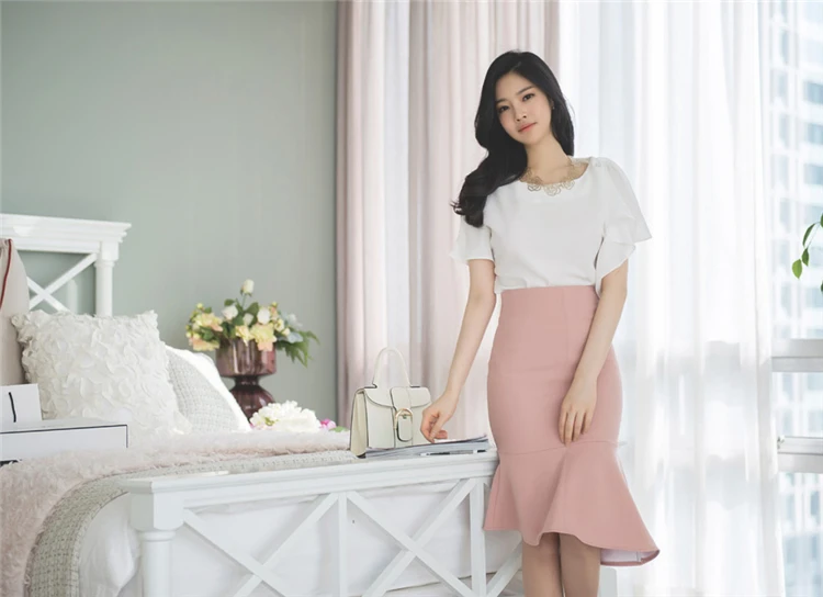 Женская Сексуальная Асимметричная юбка с оборками Розовые эластичные асимметричные юбки с высокой талией плюс размер 4XL тонкая юбка с русалочкой Клубная одежда Faldas