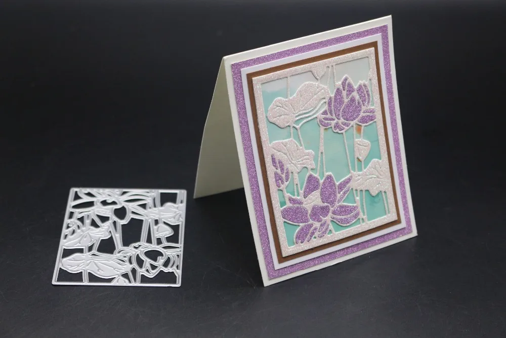 

AZSG Lotus background Metal Cutting Dies for DIY Scrapbooking Photo Album Paper Cards Making Decorative