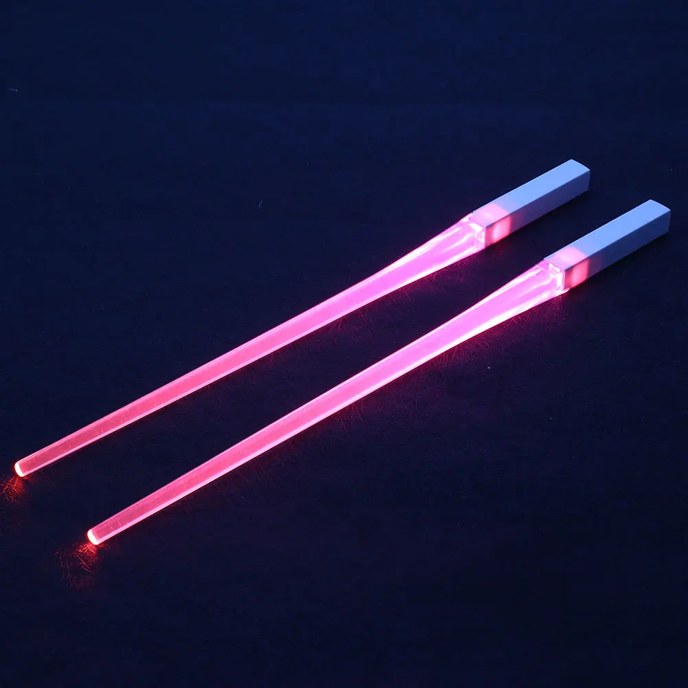 1 пара светодиодный световой меч многоразовые палочки для еды Кухня с подсветкой светодиодный палочки творческие светящиеся палочки дозирующая детская ложка для Отель Ресторан посуда - Цвет: Розовый