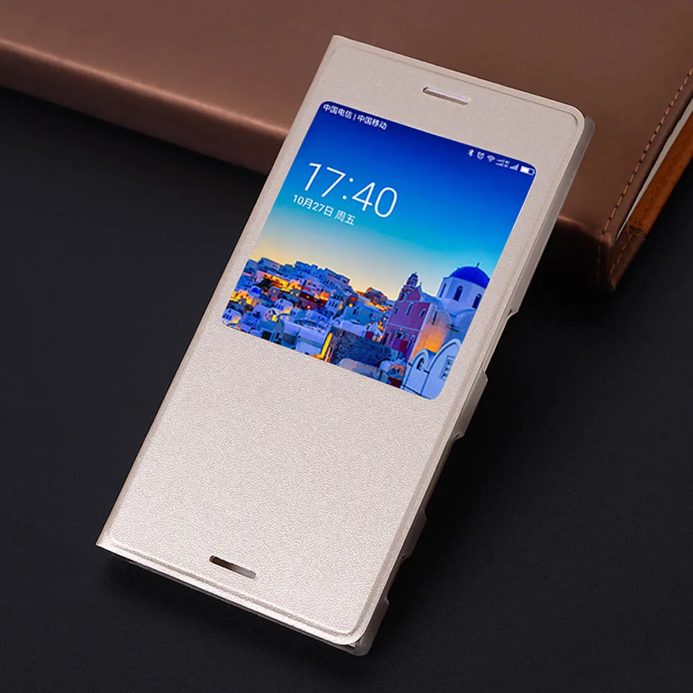 

Slim Window View Flip Cover Scratch Resistant PU Leather Case For Sony Xperia XZ Premium 5.5inch Phone Sleeve Bag Fundas Coque